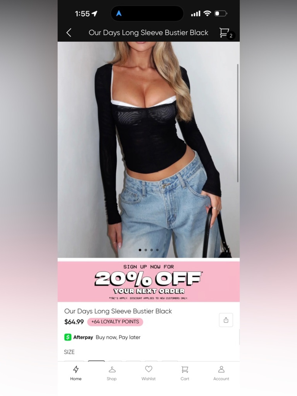 White Fox Boutique Black Long Sleeve Bustier Top